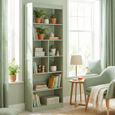 Tall Bookshelf with 4 Shelves for Extra Home Storage and Clutter-Free Rooms Bean Paste Green Homcom