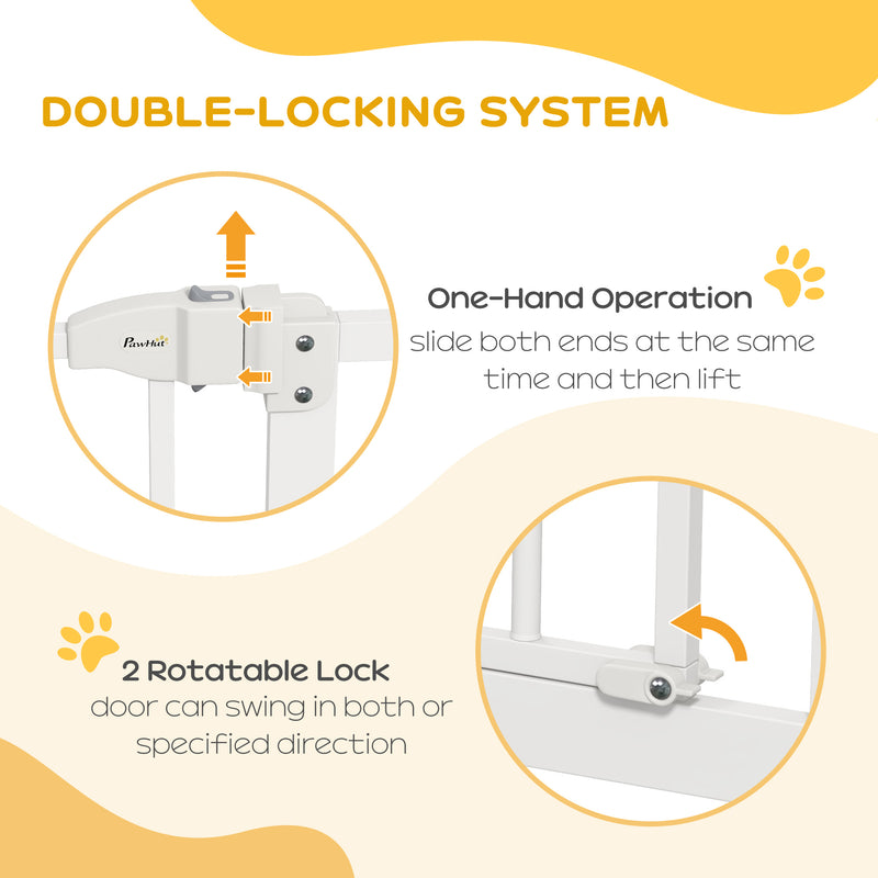 Extra Tall Safety Dog Gate with Auto Close for Doorways and Stairs Adjustable 74 to 94cm White