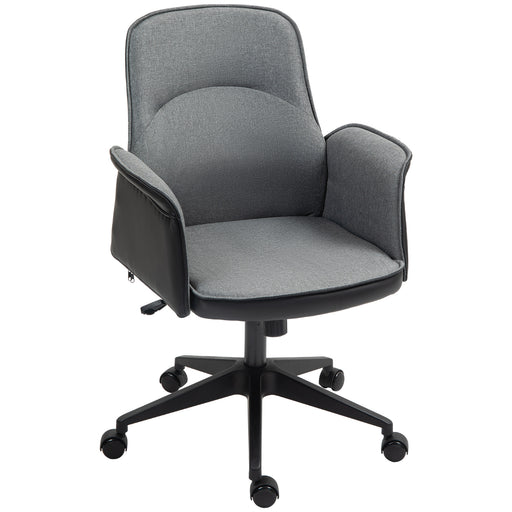 Grey Linen and Faux Leather Executive Swive Office Chair with Padded Seat by HOMCOM