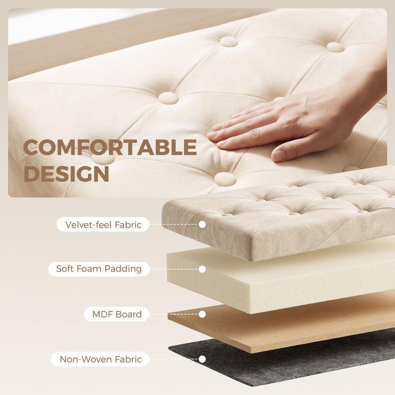 Velvet storage ottoman - Cream