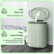 Light Green 20L Metal Kitchen Pedal Bin With Soft Close Lid by HOMCOM