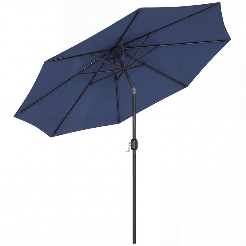 3m Garden Parasol with Large Adjustable Canopy for Sun Protection, Navy Blue