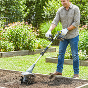 Cordless Garden Tiller for Easy Soil Preparation and Weeding with Adjustable Handle Grey AOSOM
