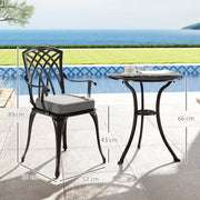 3 Piece Cast Aluminium Garden Bistro Set with Cushions and Parasol Hole Black by Outsunny