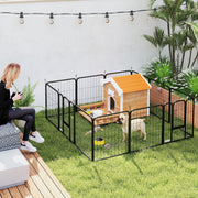 12 Panel Heavy Duty Dog Playpen with Doors for Small Dogs 60 cm High Black by PawHut