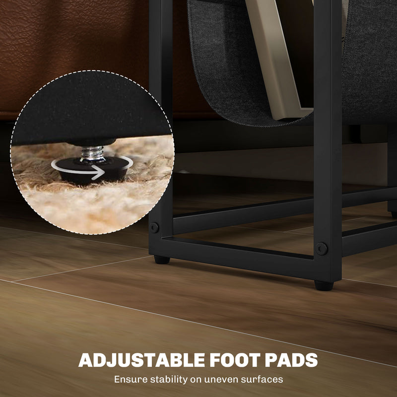 Narrow Side Table with 3 Tier Storage and Magazine Rack for Living Room or Bedroom Ru AOSOM