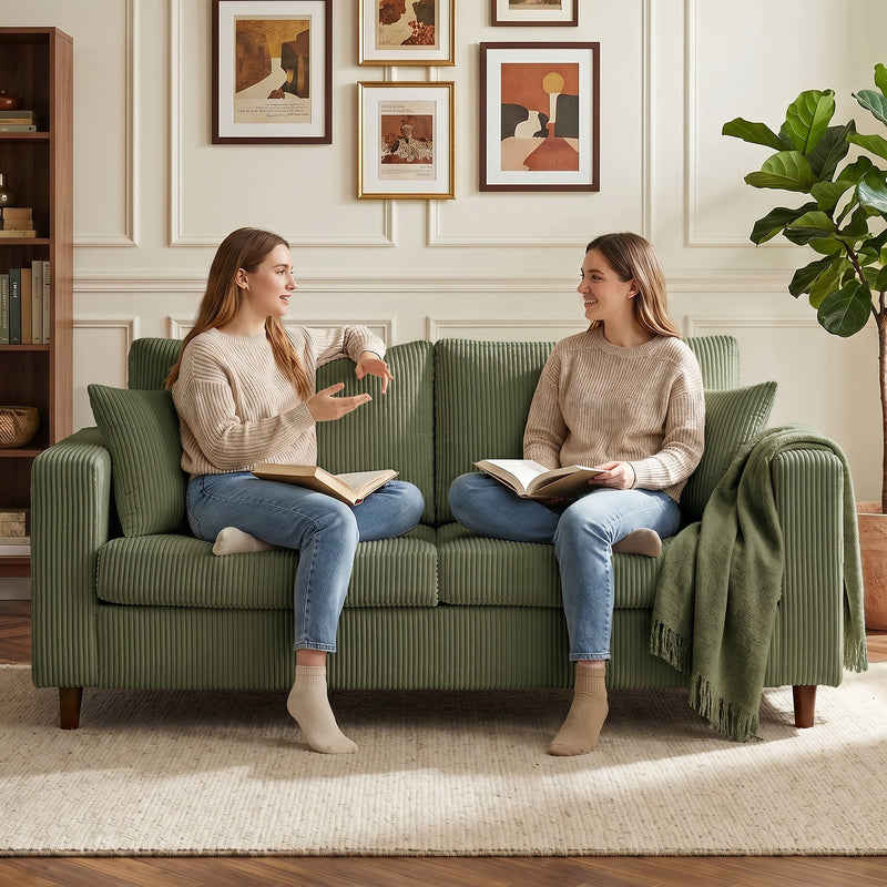 2 Seater Extra Wide Loveseat Sofa With Deep Corduroy Seat For Spacious Relaxing