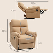 Light Brown Manual Reclining Chair with Footrest 140Â° Adjustable by HOMCOM