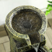 4 Tier Garden Water Fountain Feature with Stone Effect Bowls and Adjustable Water Flow