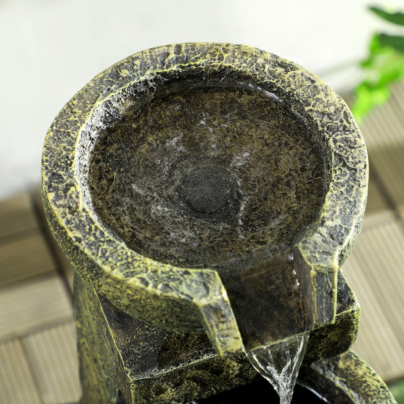 4 Tier Garden Water Fountain Feature with Stone Effect Bowls and Adjustable Water Flow