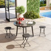 Set of Four Charcoal Grey Folding Carry Stools Lightweight and Portable by Outsunny