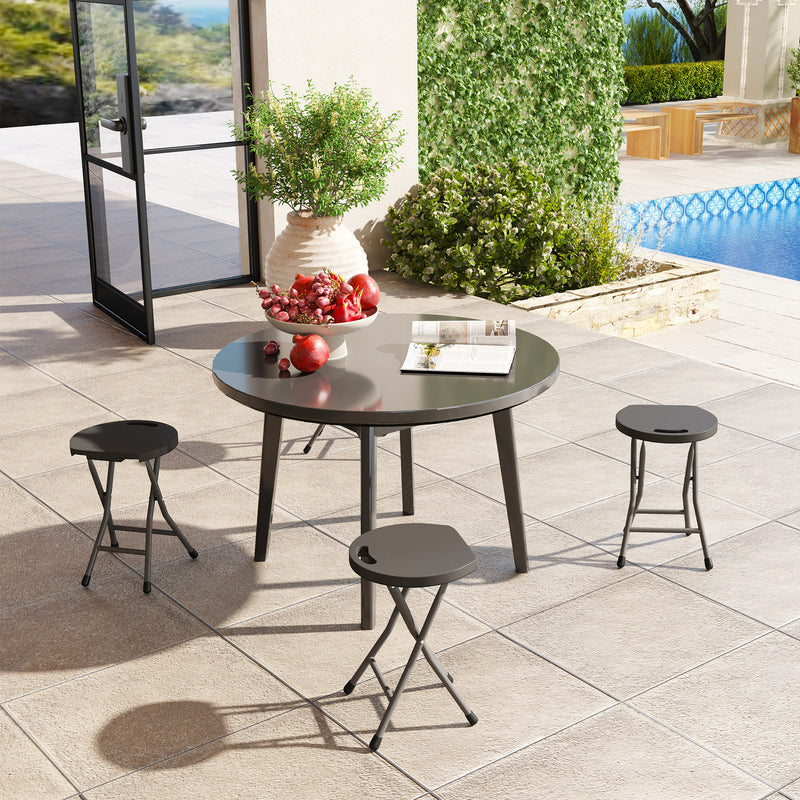 Set of Four Charcoal Grey Folding Carry Stools Lightweight and Portable by Outsunny