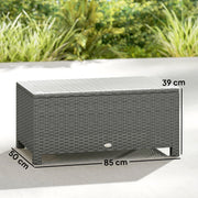 Rattan Garden Coffee Table with Glass Top for Patio or Conservatory Use Light Grey AOSOM