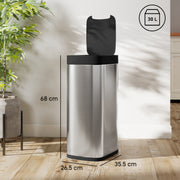 50L Grey Automatic Sensor Bin with Manual Override Ideal for Kitchen or Bedroom