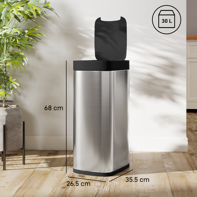 50L Grey Automatic Sensor Bin with Manual Override Ideal for Kitchen or Bedroom