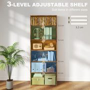 6 Tier Wooden Bookcase With Open Shelves For Living Room Or Office Rustic Brown AOSOM