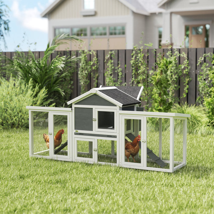 Large Wooden Chicken Coop with Run and Nesting Box Grey by PawHut