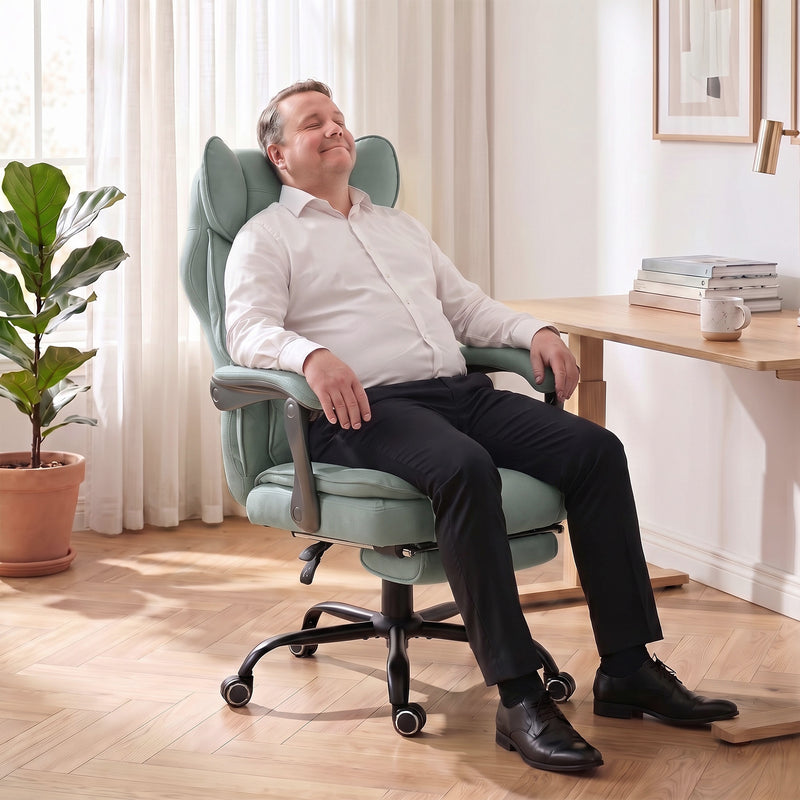 Office Chair for Big and Tall Adults with High Back Support and Footrest Light Blue
