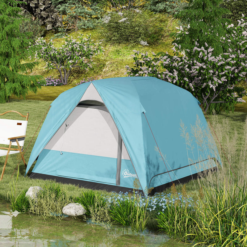 Dome Camping Tent for 3 People Quick Setup Waterproof Shelter with Mesh Windows Navy Blue