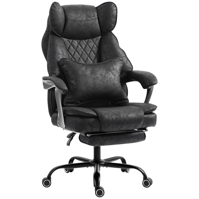 High Back Office Chair for Tall and Heavy Users with Reclining Footrest and Wide Seat Black