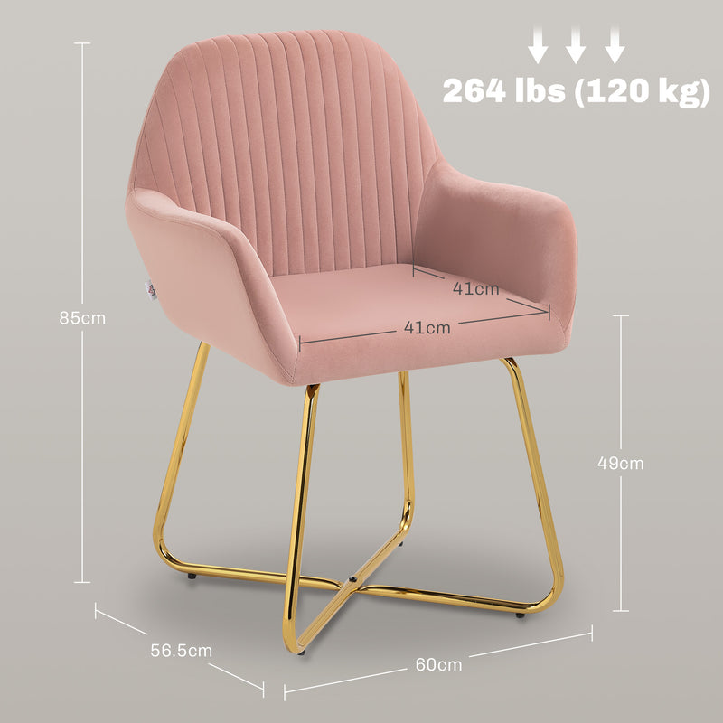Upholstered Accent Armchair with Gold Metal Legs Ideal for Living Room or Bedroom Pink
