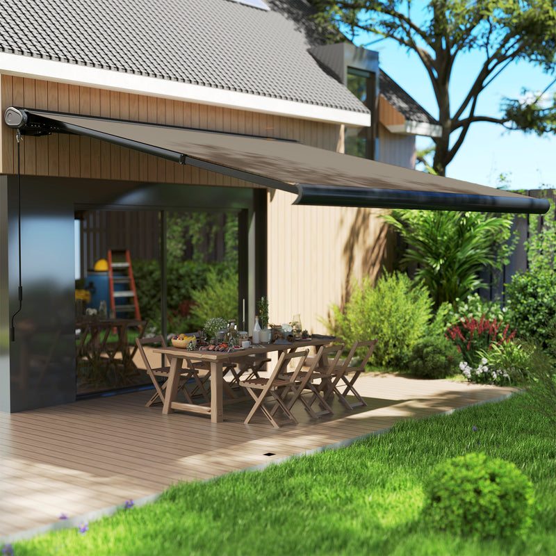 Light Grey 3.5 x 3 m Electric Retractable Awning UV50+ with Remote Control by Outsunny
