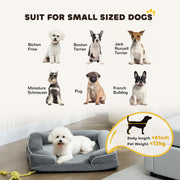 Raised Dog Sofa Bed With Removable Washable Cover Non Slip Base For Small Pets Grey AOSOM