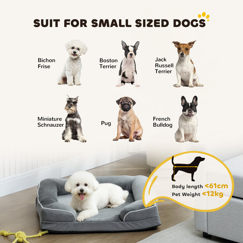 Raised Dog Sofa Bed With Removable Washable Cover Non Slip Base For Small Pets Grey AOSOM