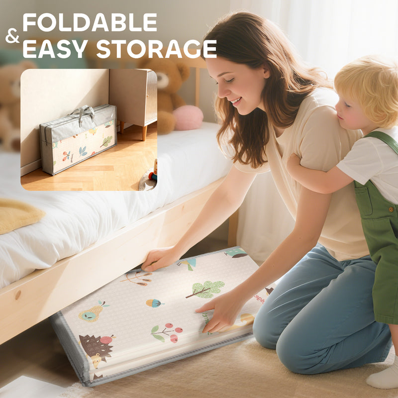 Foldable Reversible Foam Baby Play Mat Soft and Cushioned for Crawling Toddlers Grey AOSOM