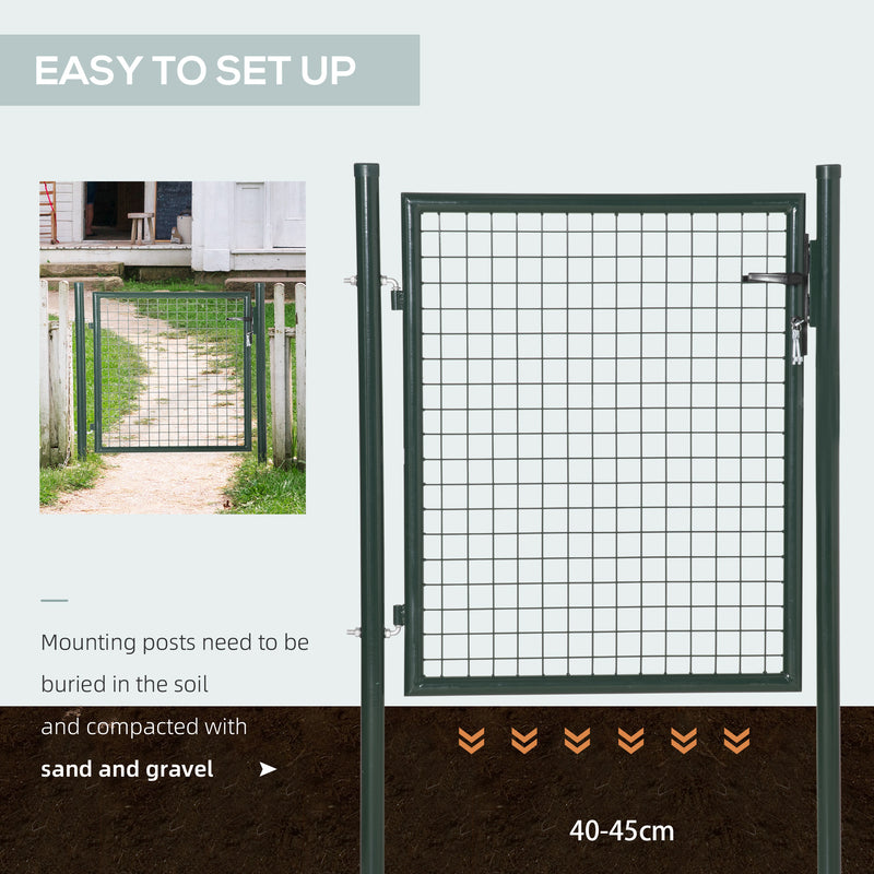Garden Gate with Lock for Secure and Private Outdoor Entrance Steel Green Outsunny