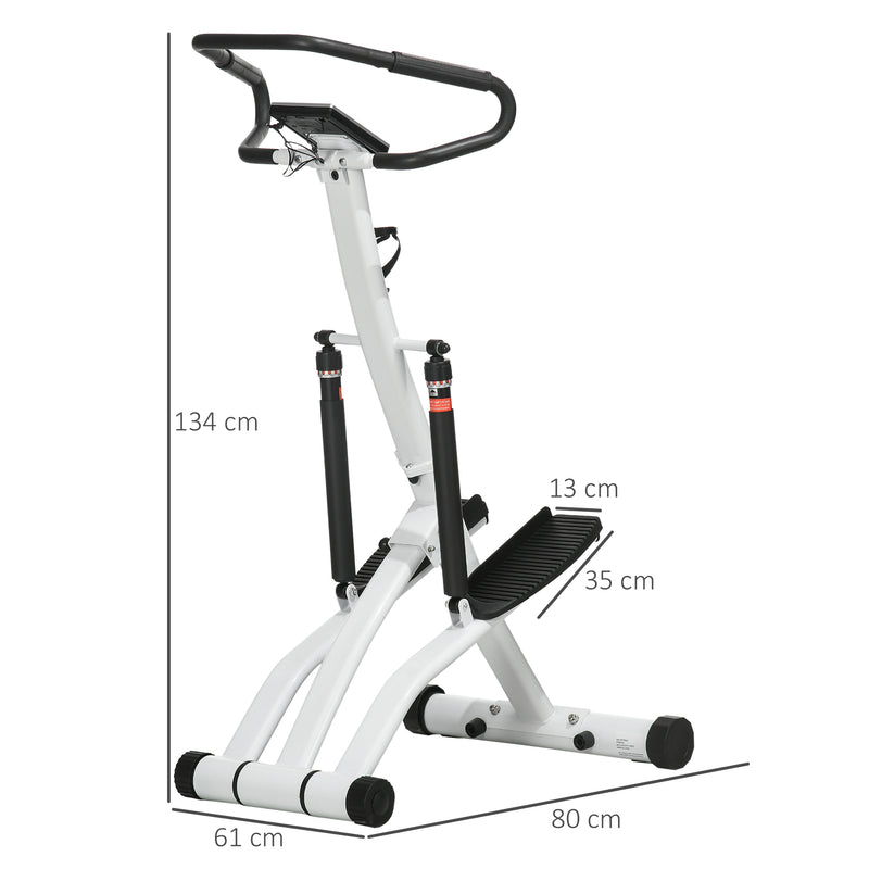 Foldable Home Stair Stepper with 12 Level Resistance and LCD Screen White and Black