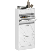 White Shoe Storage Cabinet with 3 Flip Drawers and Adjustable Shelves by HOMCOM