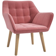 Pink Accent Arm Chair with Wide Arms & Thick Padding for Living Room Comfort by Homcom Homcom