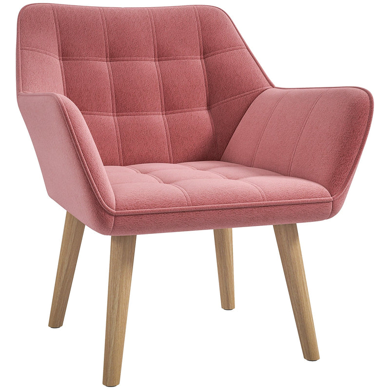 Pink Accent Arm Chair with Wide Arms & Thick Padding for Living Room Comfort by Homcom Homcom