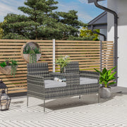Charcoal Grey Two Seater Rattan Garden Chair with Middle Table for Garden or Patio by Outsunny
