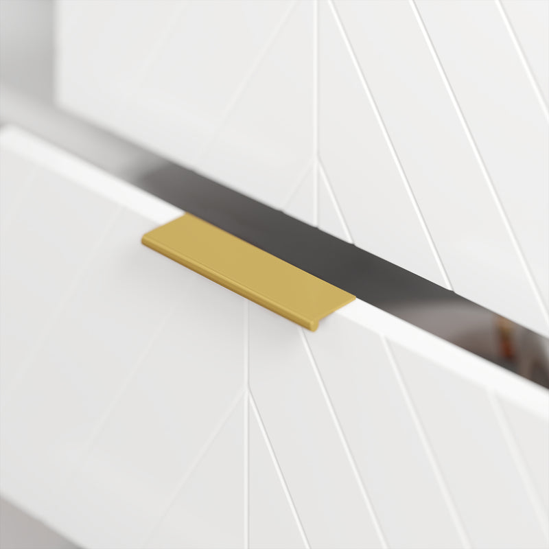 Modern Sideboard with 3 Drawers and Adjustable Shelves for Living Room Storage White