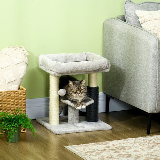 Cat Tree Tower With Scratching Posts Bed Perch Self Groomer And Toy For Indoor Cats Grey
