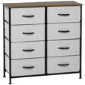 8 Drawer Fabric Storage Chest With Wooden Top For Bedroom Nursery Or Hallway Grey