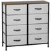 8 Drawer Fabric Storage Chest With Wooden Top For Bedroom Nursery Or Hallway Grey