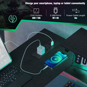 Reversible L Shaped Gaming and Work Desk with LED Lighting for Home Office, Black