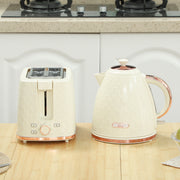 1.7L 3000W Fast Boil Cordless Kettle and 2 Slice Toaster Set with Auto Shut Off Beige by HOMCOM