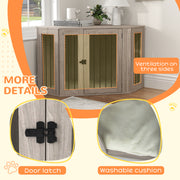 2 in 1 Dog Crate Side Table with Soft Cushion Ideal for Living Rooms Walnut Brown