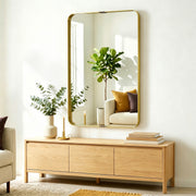 Wall Mirror Shatter Resistant with Deep Frame for Busy Homes Ready to Hang Gold Homcom