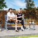 Grey 2 Seater Wooden Garden Bench Outdoor Patio Loveseat for Porch by Outsunny