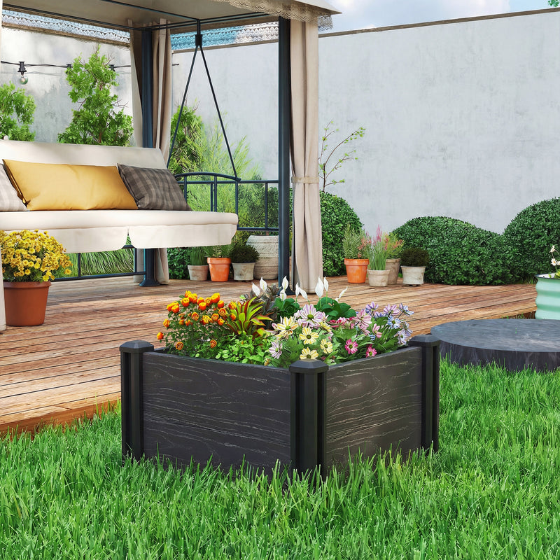 Raised Garden Bed for Easy Vegetable and Herb Growing with Tool Free Assembly Dark Grey Outsunny