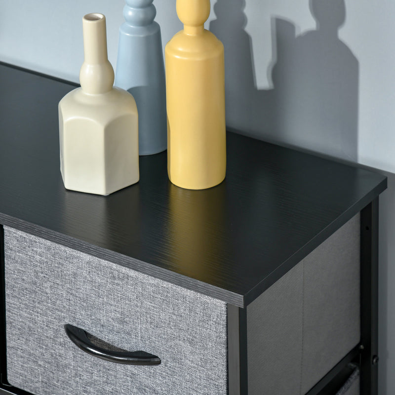 Nine Drawer Storage Dresser With Fabric Bins For Bedroom or Living Room, Grey