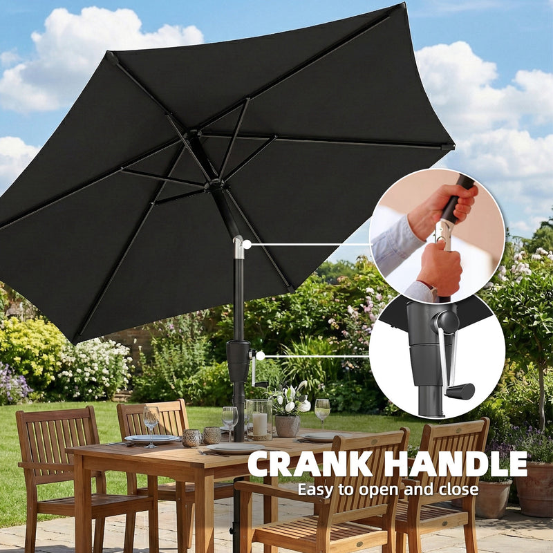 Garden Parasol with Tilting Canopy for Adjustable Shade and UV Protection Black Outsunny