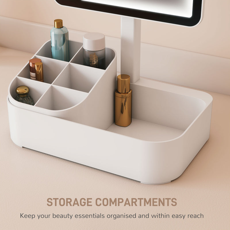 Rechargeable LED Makeup Vanity Mirror with Touch Controls and 180 Degree Rotation White AOSOM