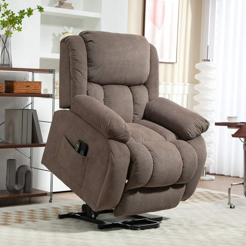 Electric Recliner Chair with Massage Heat and Lift Assist for Easy Relaxation Light Brown AOSOM