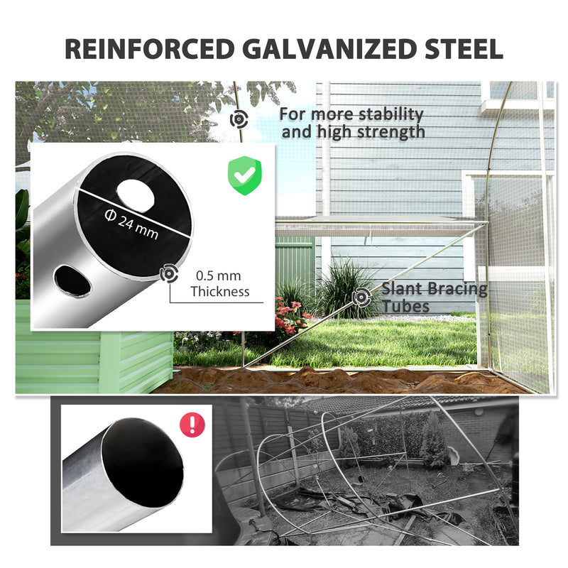 6x3x2m Walk in Polytunnel Greenhouse with PE Cover Mesh Door and Windows White by Outsunny